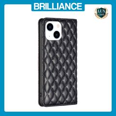 Brilliance LUX iPhone 14 Flip PU Leather Holder Slots Magnetic Wallet with Card Pockets Case Black