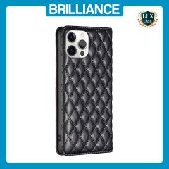 Brilliance LUX iPhone 12 Pro Max Flip PU Leather Holder Slots Magnetic Wallet with Card Pockets Case Black