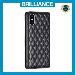 Brilliance LUX iPhone XS Max Flip PU Leather Holder Slots Magnetic Wallet with Card Pockets Case Black