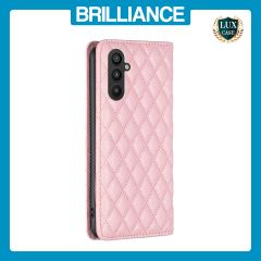 Brilliance LUX Samsung A24 4G Flip PU Leather Holder Slots Magnetic Wallet with Card Pockets Case Pink