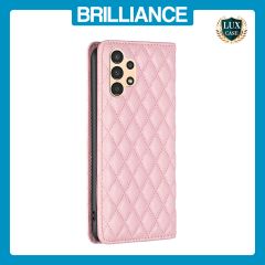 Brilliance LUX Samsung A13 4G/5G Flip PU Leather Holder Slots Magnetic Wallet with Card Pockets Case Pink