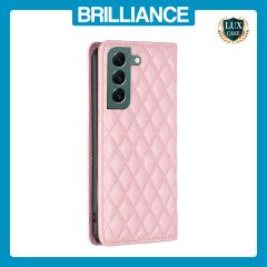Brilliance LUX Samsung S22 Plus Flip PU Leather Holder Slots Magnetic Wallet with Card Pockets Case Pink