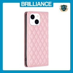 Brilliance LUX iPhone 14 Flip PU Leather Holder Slots Magnetic Wallet with Card Pockets Case Pink