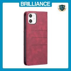 Brilliance LUX iPhone 11 Flip PU Leather Stitching Colors Dark Magnetic Wallet with Card Pockets Case Red