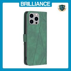 Brilliance LUX iPhone 15 Pro Max Flip PU Leather Retro Business linear Wallet with Card Pockets Case Green