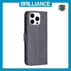Brilliance LUX iPhone 15 Pro Flip PU Leather Retro Business linear Wallet with Card Pockets Case Black
