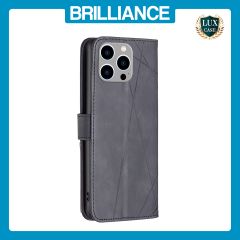 Brilliance LUX iPhone 15 Pro Max Flip PU Leather Retro Business linear Wallet with Card Pockets Case Black