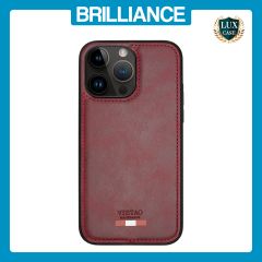 Brilliance LUX iPhone 14 Pro Max TPU PC Leather Scratch Proof Hybrid Case Red