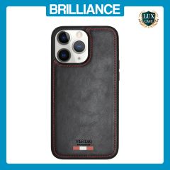 Brilliance LUX iPhone 15 Pro Max TPU PC Leather Scratch Proof Hybrid Case Black