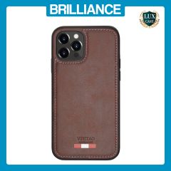 Brilliance LUX iPhone 12/12 Pro TPU PC Leather Scratch Proof Hybrid Case Brown