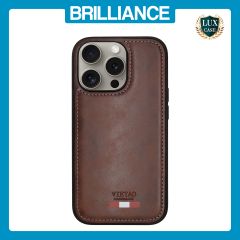 Brilliance LUX iPhone 13 Pro Max TPU PC Leather Scratch Proof Hybrid Case Brown