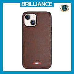 Brilliance LUX iPhone 14 TPU PC Leather Scratch Proof Hybrid Case Brown