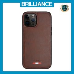 Brilliance LUX iPhone 14 Pro Max TPU PC Leather Scratch Proof Hybrid Case Brown