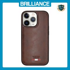 Brilliance LUX iPhone 15 Pro Max TPU PC Leather Scratch Proof Hybrid Case Brown