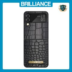 Brilliance LUX Samsung Flip3 TPU PC Crocodile Leather with folding Case Black