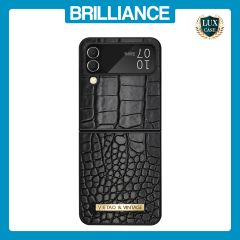 Brilliance LUX Samsung Flip4 TPU PC Crocodile Leather with folding Case Black