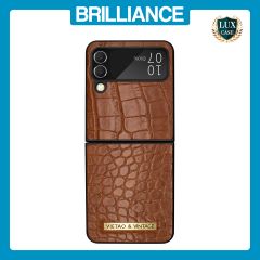 Brilliance LUX Samsung Flip3 TPU PC Crocodile Leather with folding Case Brown