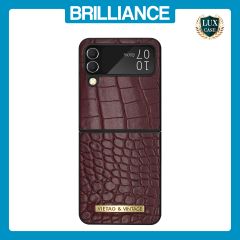 Brilliance LUX Samsung Flip3 TPU PC Crocodile Leather with folding Case Burgundy