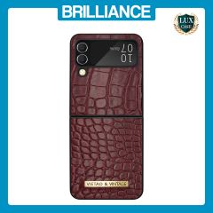 Brilliance LUX Samsung Flip4 TPU PC Crocodile Leather with folding Case Burgundy