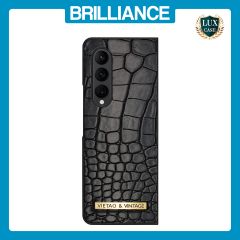 Brilliance LUX Samsung Fold3 Flip TPU PC Business Crocodile Leather Case Black