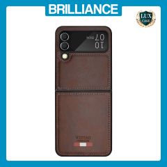 Brilliance LUX Samsung Flip4 TPU PC Leather Scratch Proof Hybrid with folding Case Brown
