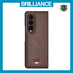 Brilliance LUX Samsung Fold3 TPU PC Leather Scratch Proof Hybrid Case Brown