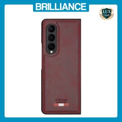 Brilliance LUX Samsung Fold3 TPU PC Leather Scratch Proof Hybrid Case Burgundy