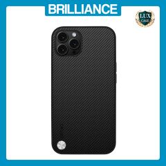 Brilliance LUX iPhone 15 Pro Max PC Carbon Fiber Leather with folding Case Black
