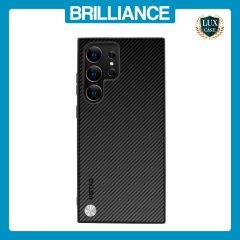 Brilliance LUX Samsung S23 Ultra PC Carbon Fiber Leather with folding Case Black