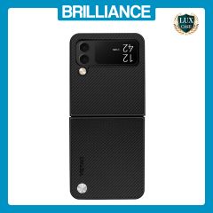 Brilliance LUX Samsung Flip4 PC Carbon Fiber Leather with folding Case Black