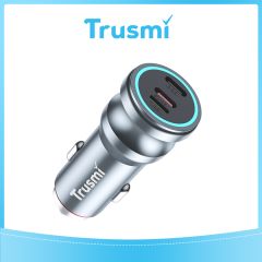 TRUSMI 55W 2 Type C & USB-L Metal Car Charger Sliver
