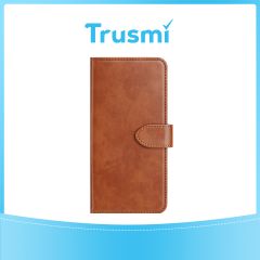 TRUSMI iPhone 15 Pro Cowhide Leather Wallet Case with Card Slot Light Brown