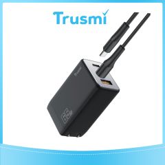 TRUSMI 65W Black 3 in 1 Power Adapter w/ Type C to Type C Cable