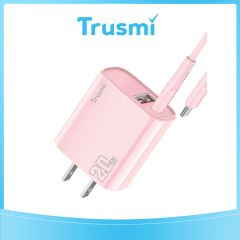 TRUSMI 20W Pink Dual Type C & USB Power Adapter w/ Type C to Type C Cable