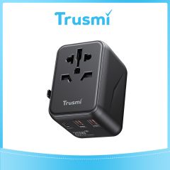 TRUSMI 20W Universal Travel Adapter Type C & USB Charger Black