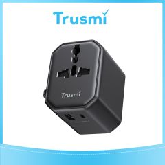 TRUSMI 10.5W Universal Travel Adapter USB & Type C Charger Black