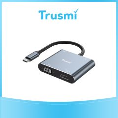 TRUSMI DS01-03 Type-C to HDMI VGA Multiport Adapter – USB 3.0, PD 100W Charging